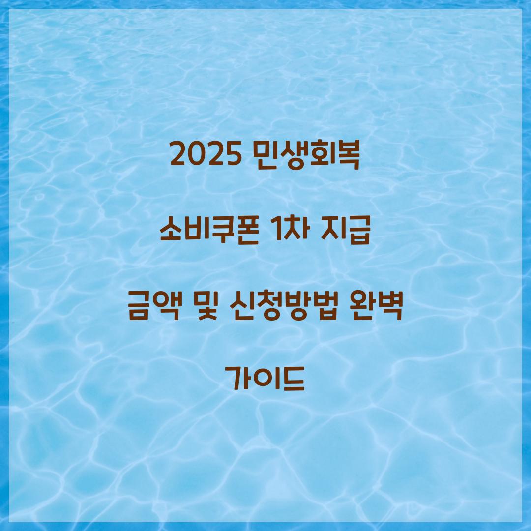 2025 민생회복 소비쿠폰 1차 지급 금액