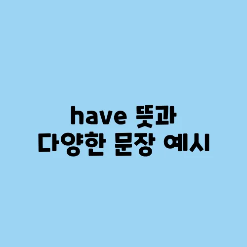 have 뜻과 다양한 문장 예시