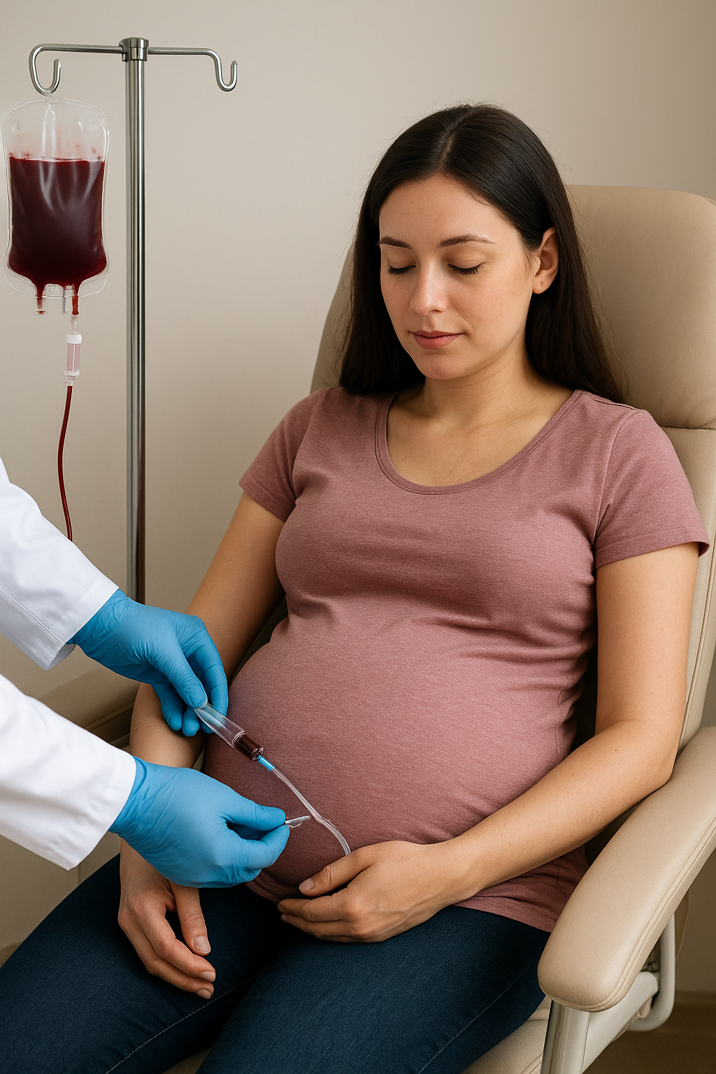 임산부가 철분주사 맞는 이미지