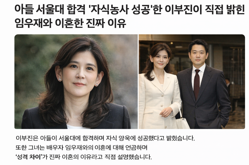 아들 서울대 합격 자식농사 성공한 이부진이 밝힌 임우재 이혼 진짜 이유
