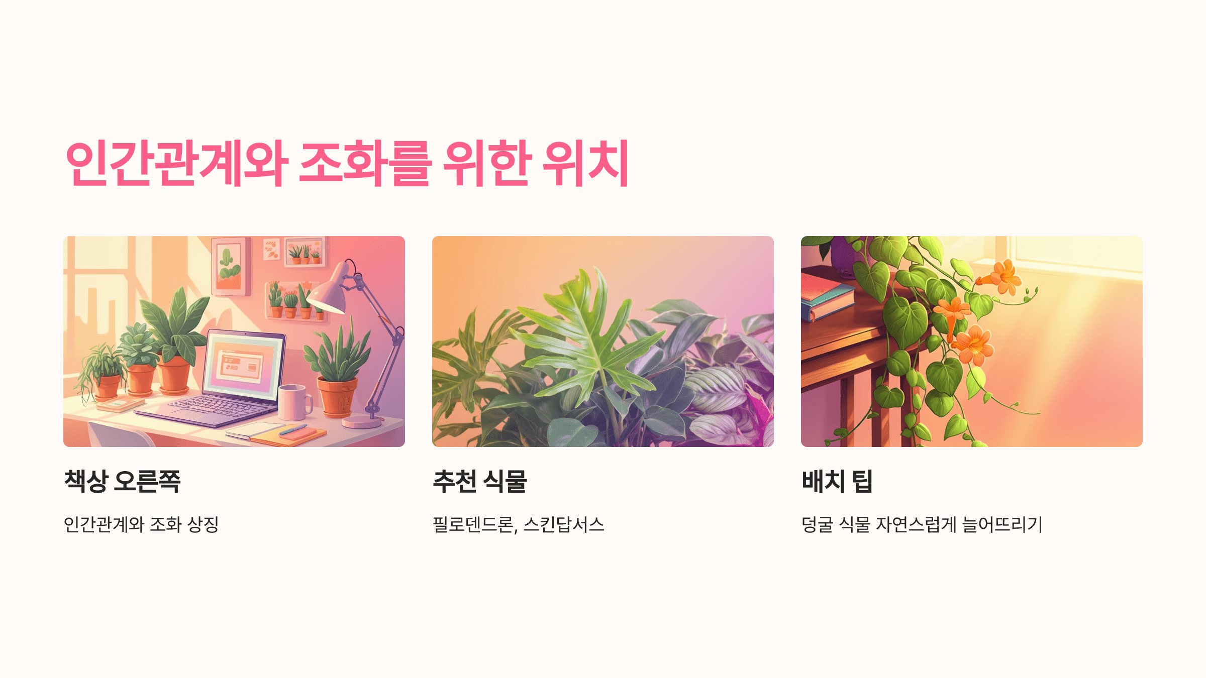 책상 오른쪽: 인간관계와 조화를 위한 위치