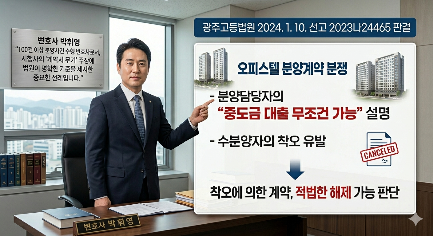 중도금대출 상환이 어렵다면, 분양계약 취소 가능하다.