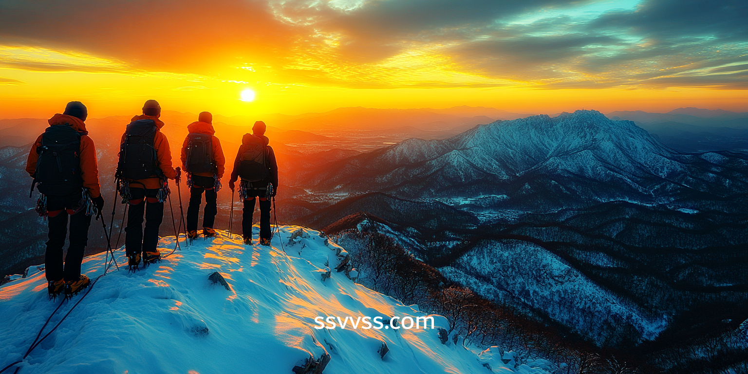 백암산을 4명이 야간 등산하는 모습