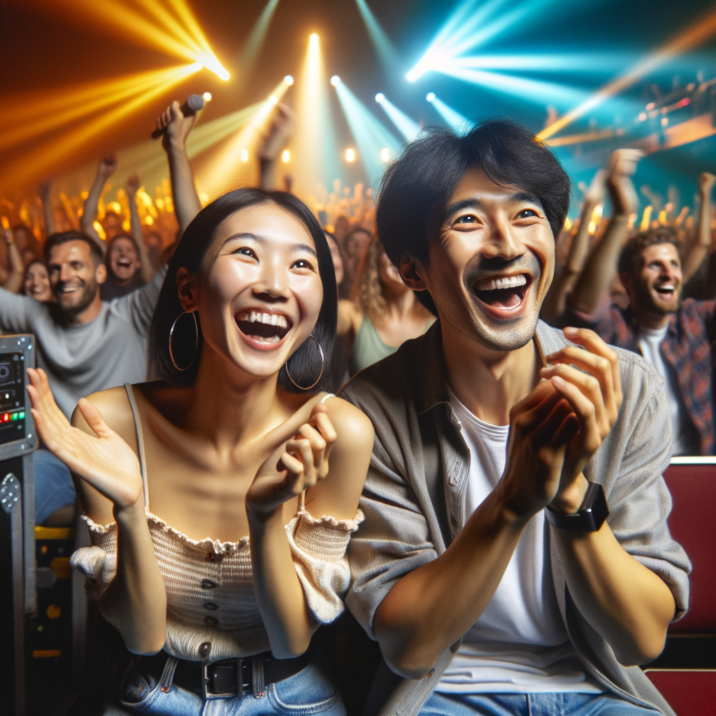 연인이 콘서트를 즐기는 모습