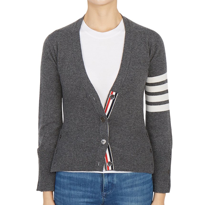 톰브라운 클래식 사선 완장 035 여자 캐시미어 가디건 fkc001a 00011