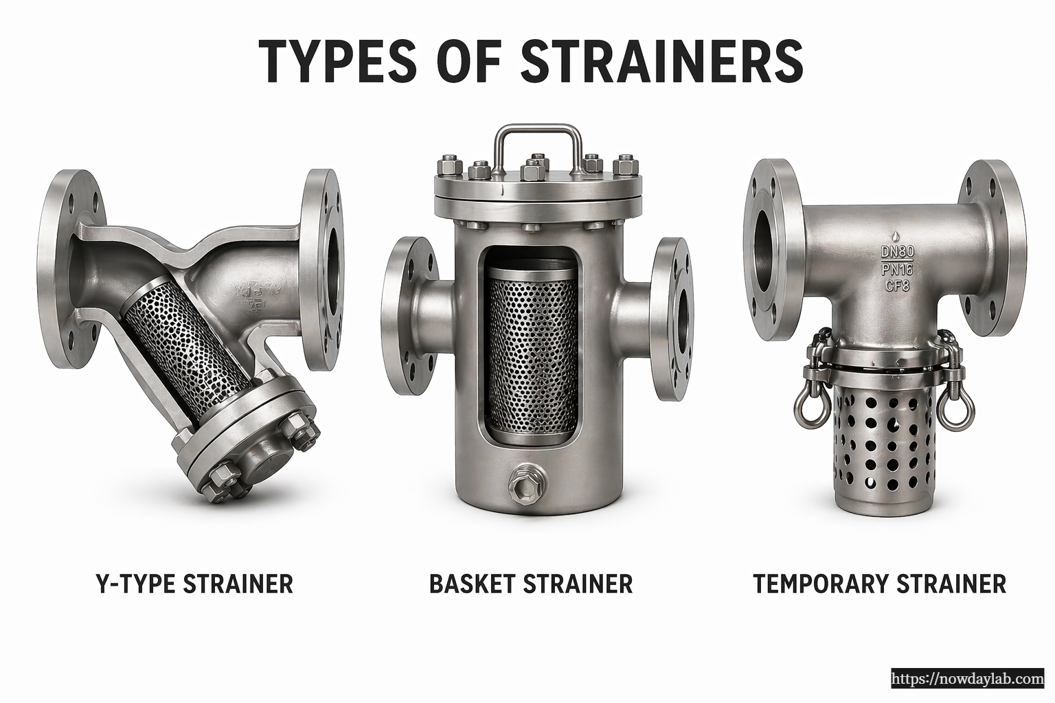 Y스트레언, 바스켓스트레이너, TEMP스트레이너 스트레이너의 대표적인 종류들이다