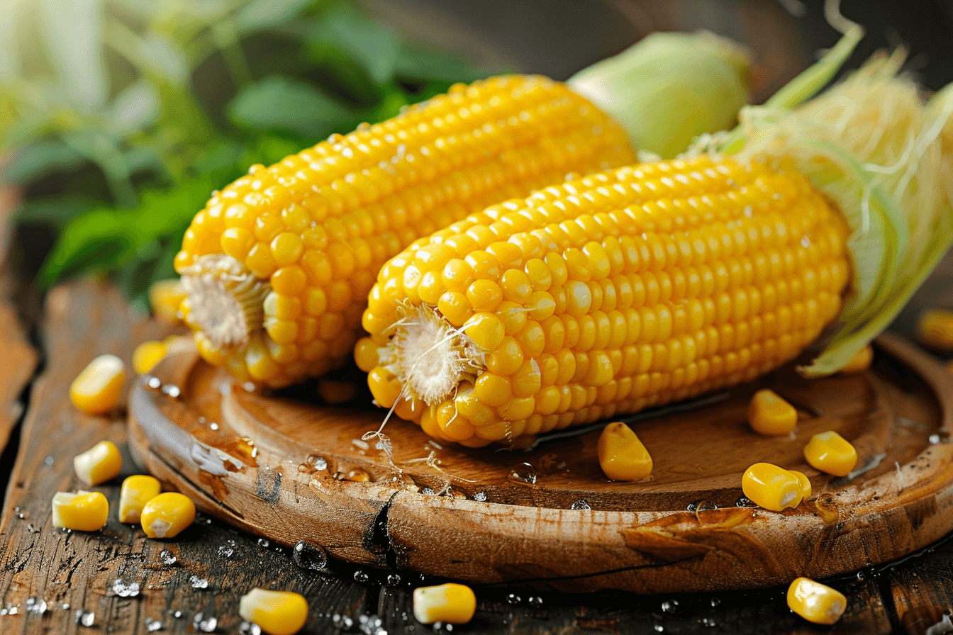 나무쟁반-위에-쪄진-옥수수-두개의-이미지