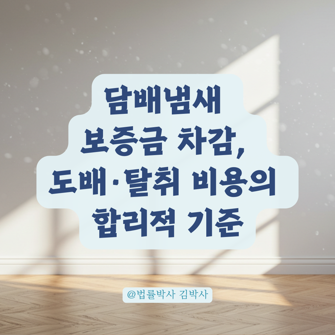 담배냄새로 보증금 차감? 도배·탈취 비용의 적정 기준 정리.