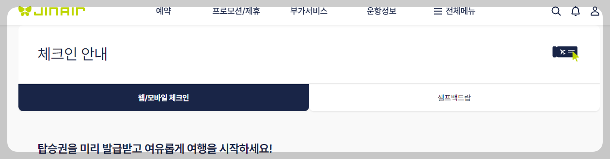 진에어 모바일체크인