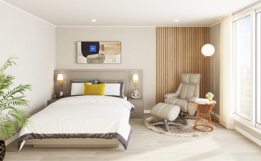 호텔식 침실을 위한 침대 관련 사진