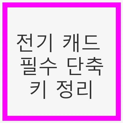 1. 전기 캐드의 필수 단축키 소개