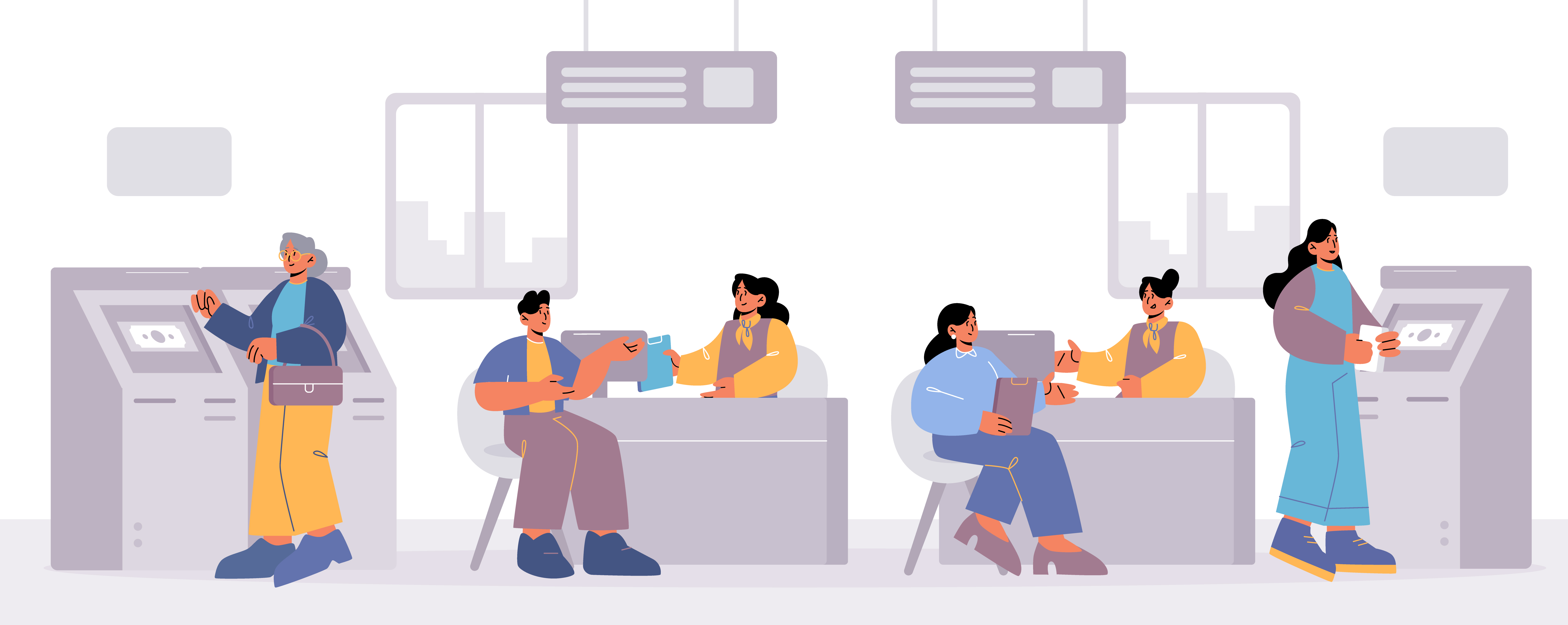 복지 신청 관련 상담 장면 일러스트