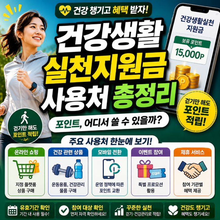 건강생활실천지원금 사용처 총정리｜포인트 어디서 쓸 수 있을까