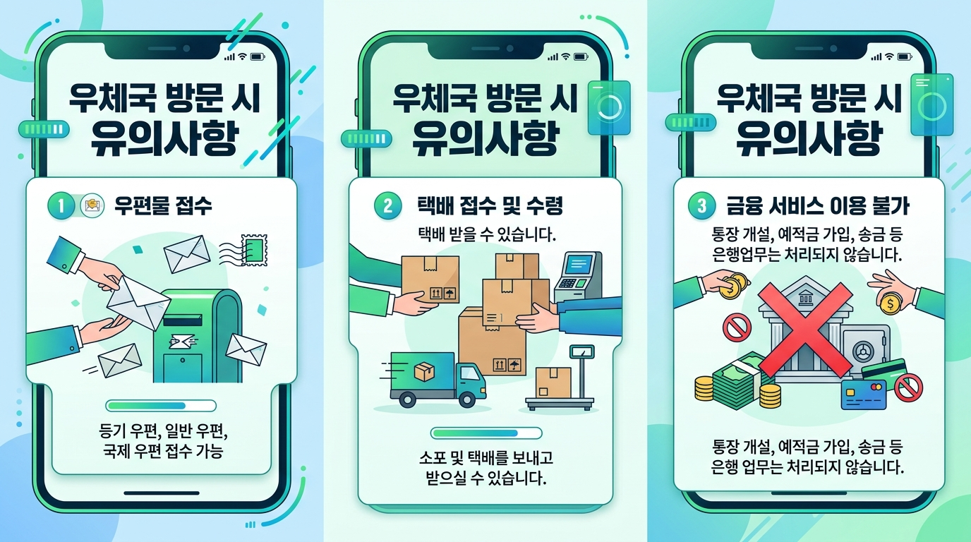 우체국 금융창구 휴무 은행업무 제한