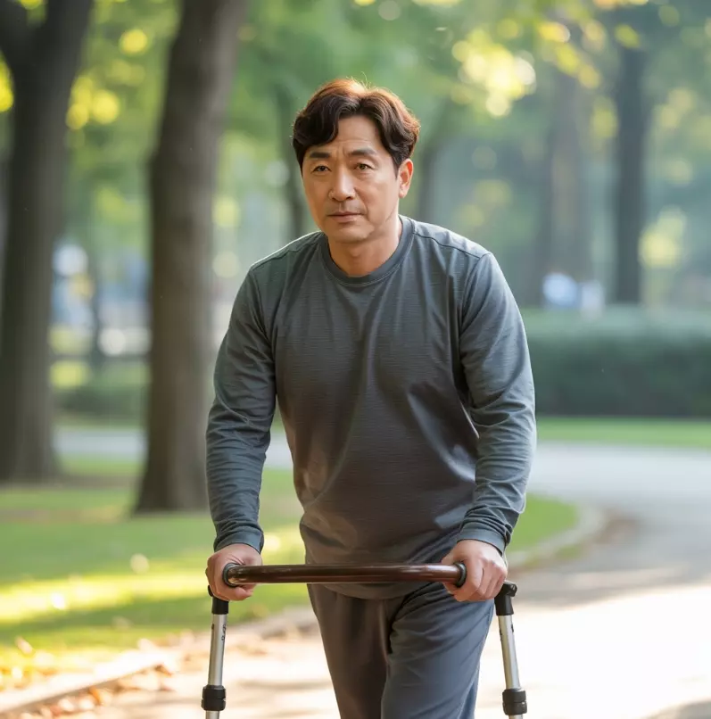 파킨슨병 운동치료 목적의 걷기 운동중인 이미지