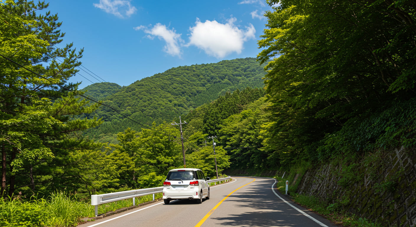 후쿠오카 유후인 렌터카 도로 풍경