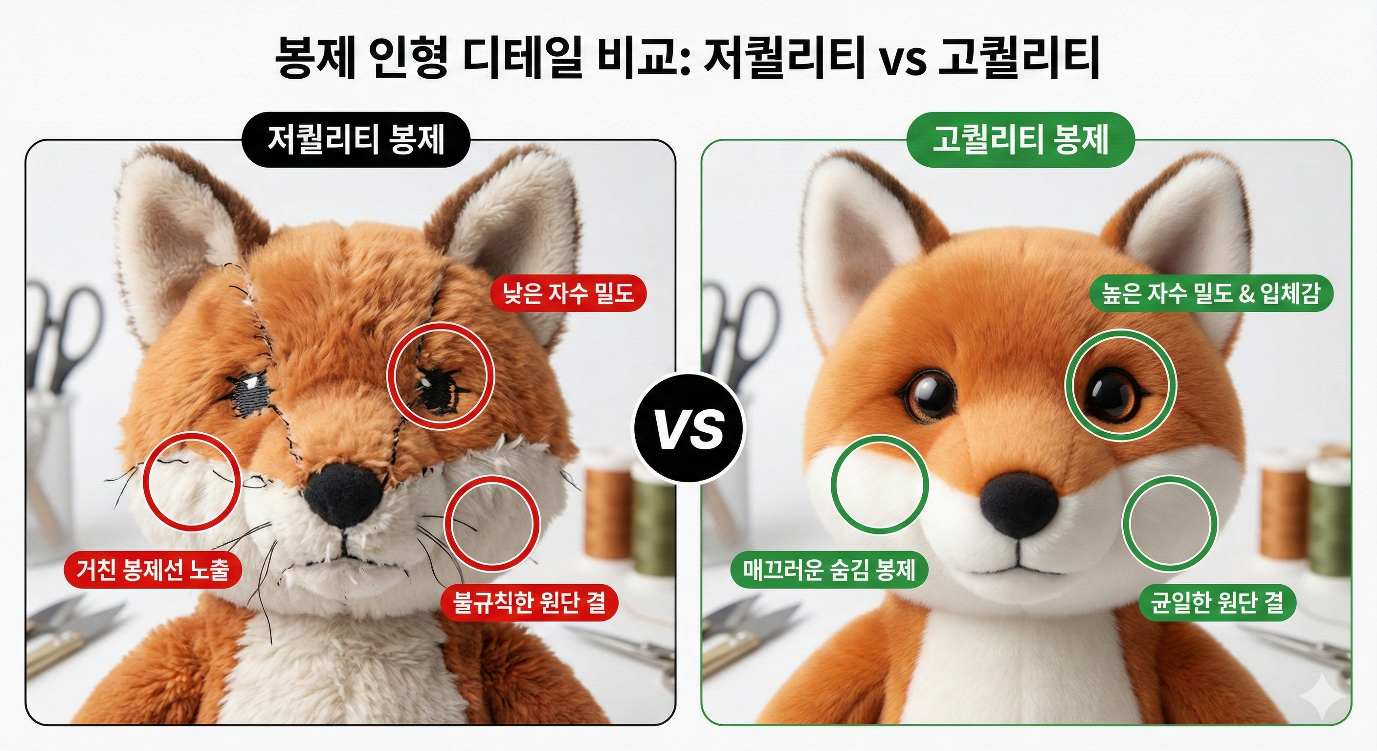 봉제인형 디테일 비교