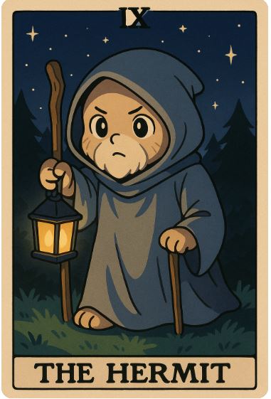 The Hermit, 동물, The Hermit 타로카드, 귀여운 동물 일러스트