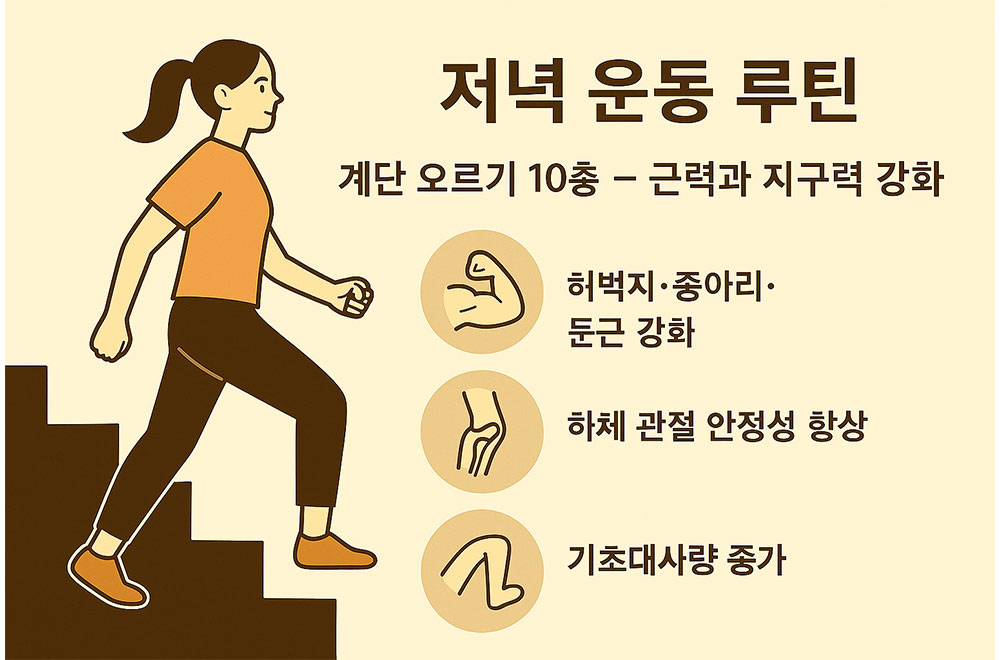 AI가 만들어준 저녁 운동 루틴 계단 오르기