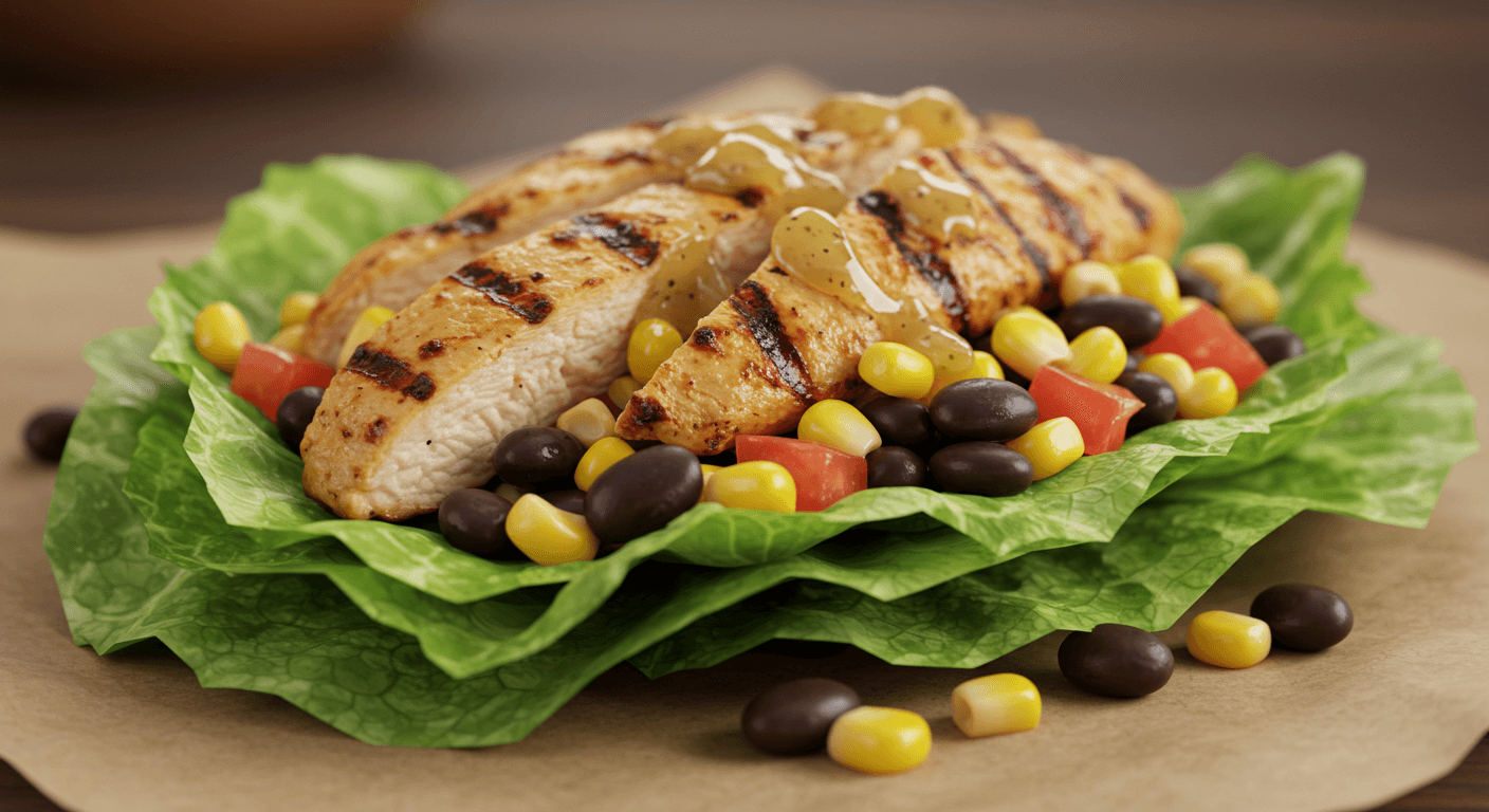 로메인 상추와 닭고기&amp;#44; 옥수수&amp;#44; 콩&amp;#44; 토마토가 들어간 치폴레 샐러드 3