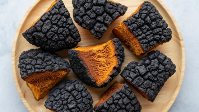 차가버섯 덩어리 클로즈업