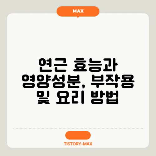 연근 효능과 영양성분, 부작용 및 요리 방법