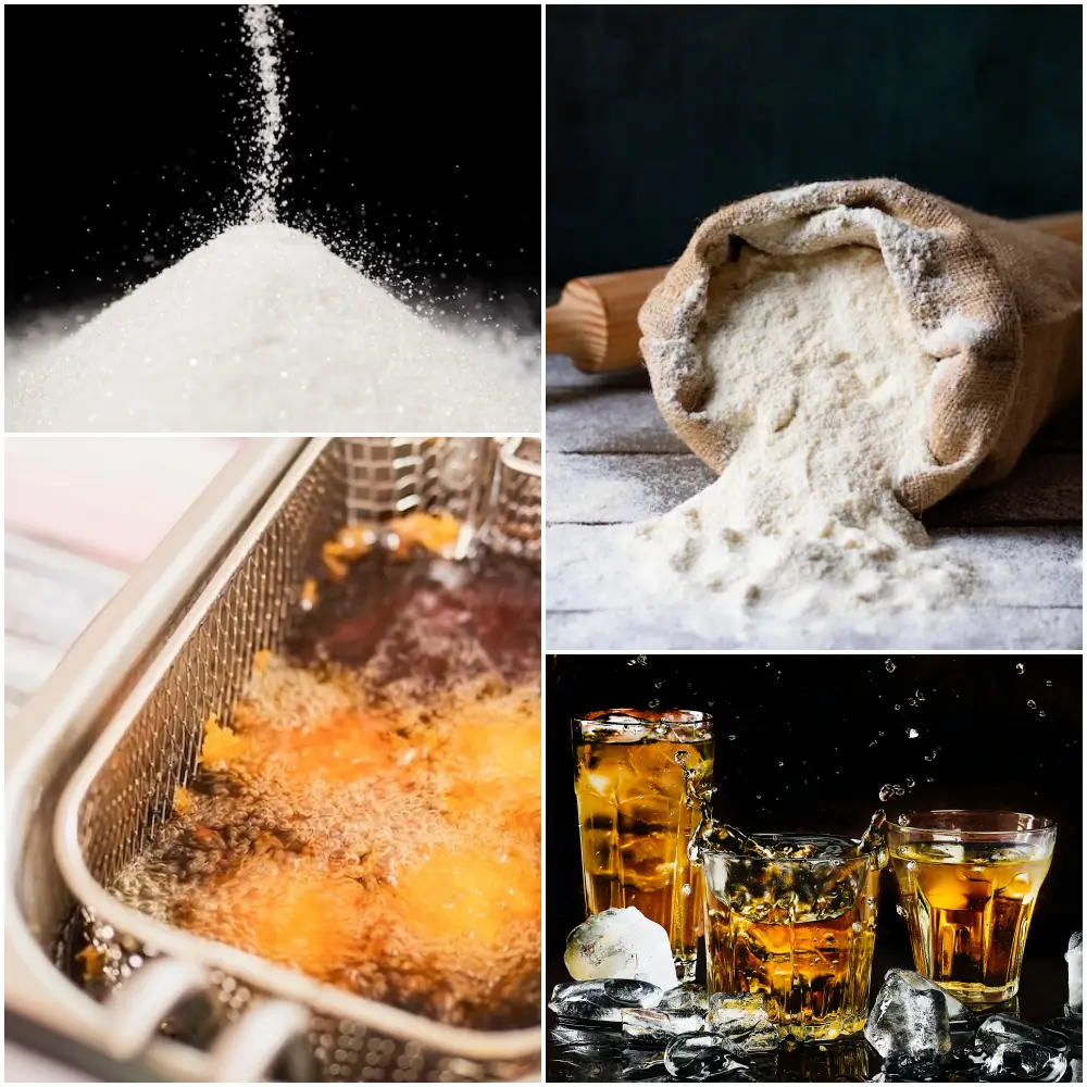 설탕, 밀가루, 튀김, 술