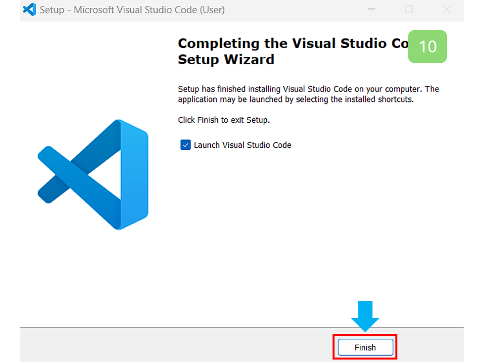 Finish 버튼을 클릭해 주세요.
