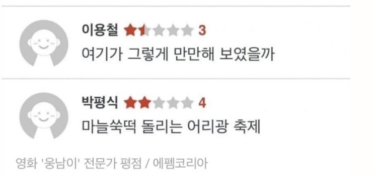 그 유명한 박평식이 묻히는 이용철 평론가의 한줄평