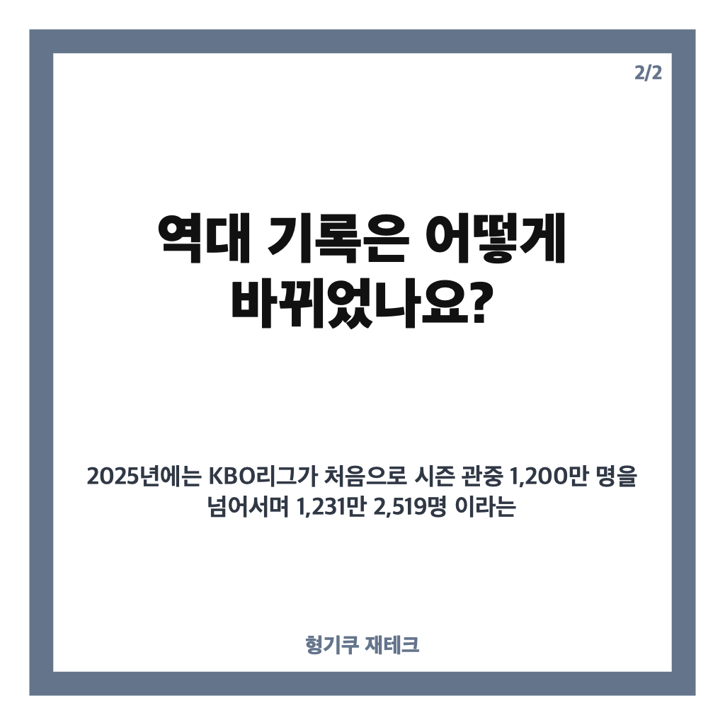프로야구 최다 관중, 2026년 1236만 명 돌파&hellip;역대 기록은? 카드뉴스 3