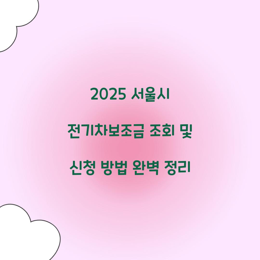 2025 서울시 전기차보조금 조회