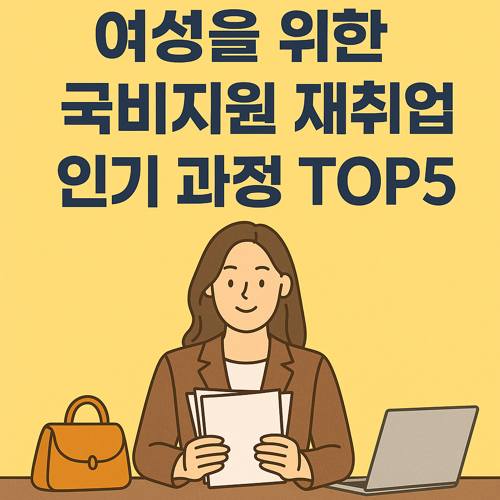 여성을 위한 국비지원 재취업 인기 과정 TOP5｜전업주부&middot;경력단절여성 추천 교육 인포그래픽