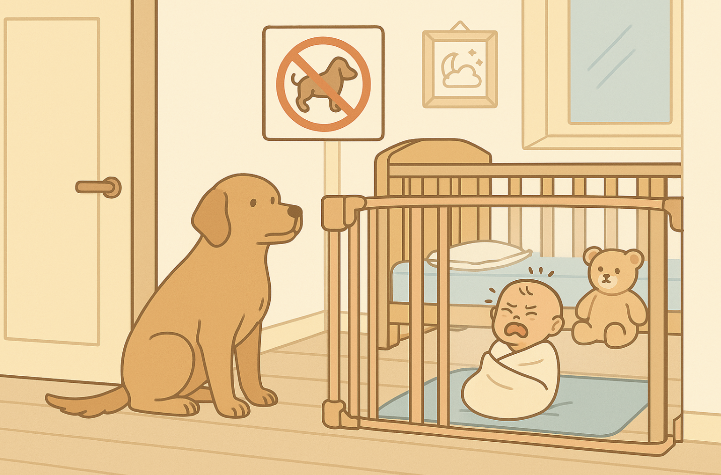 신생아와 반려동물 함께있는 모습 관련 사진