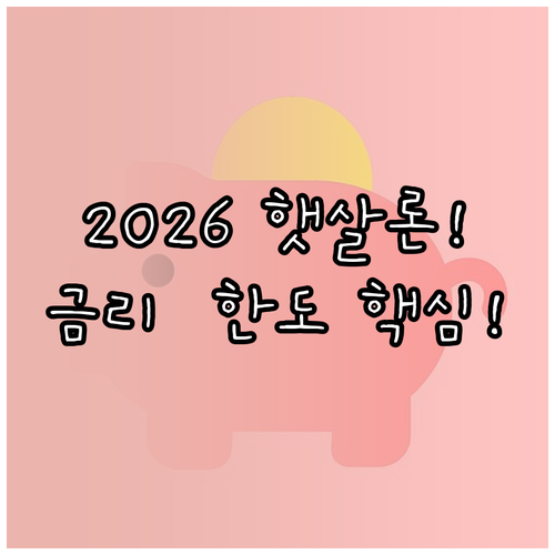 2026 새마을금고 햇살론 금리와 한..