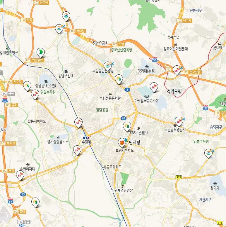 수원시 24시 주유소 위치