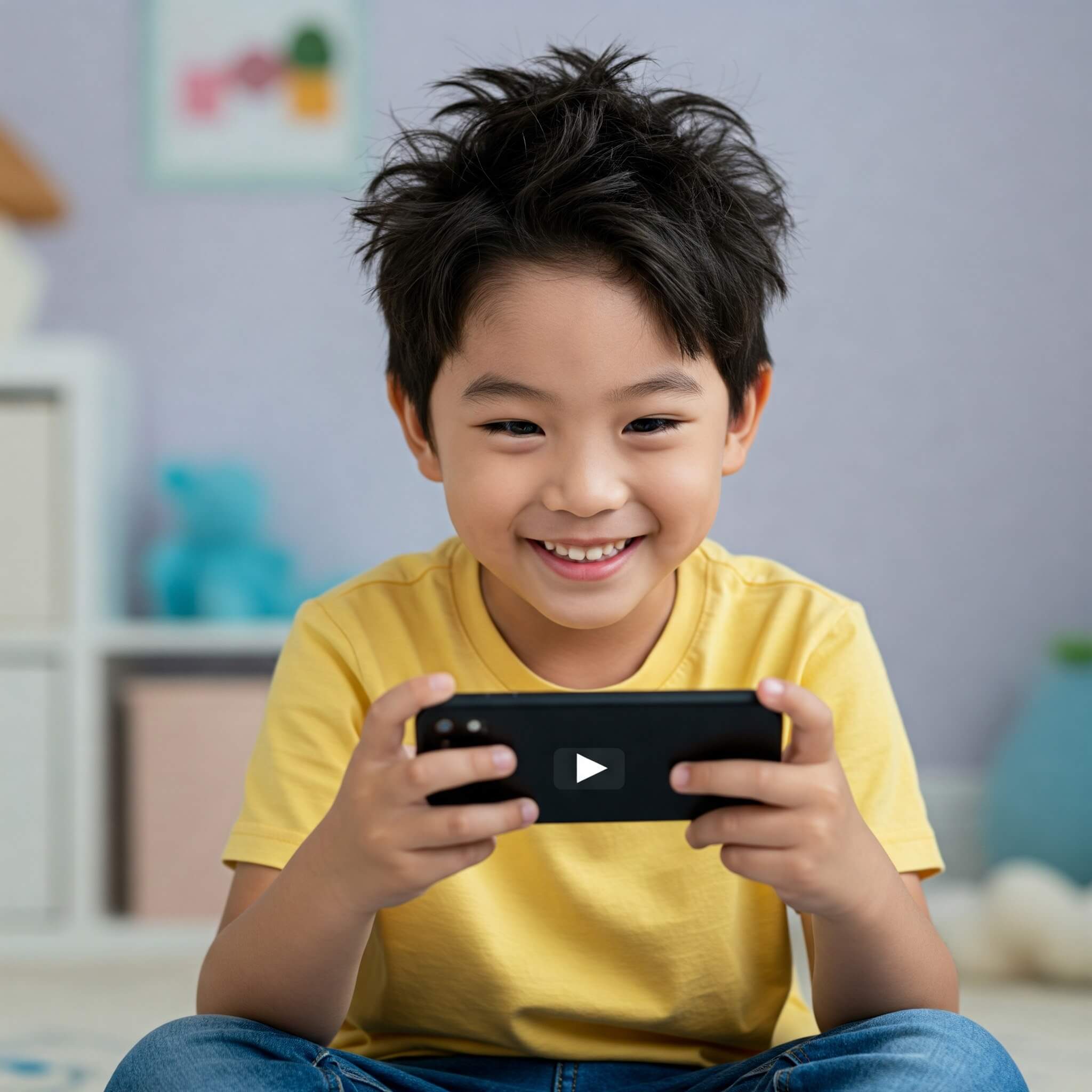 스마트폰을 하고 있는 어린이