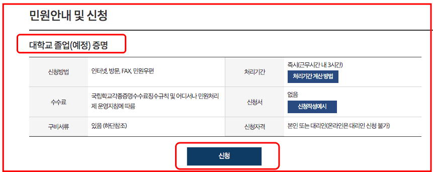 최종학력증명서 인터넷발급 방법