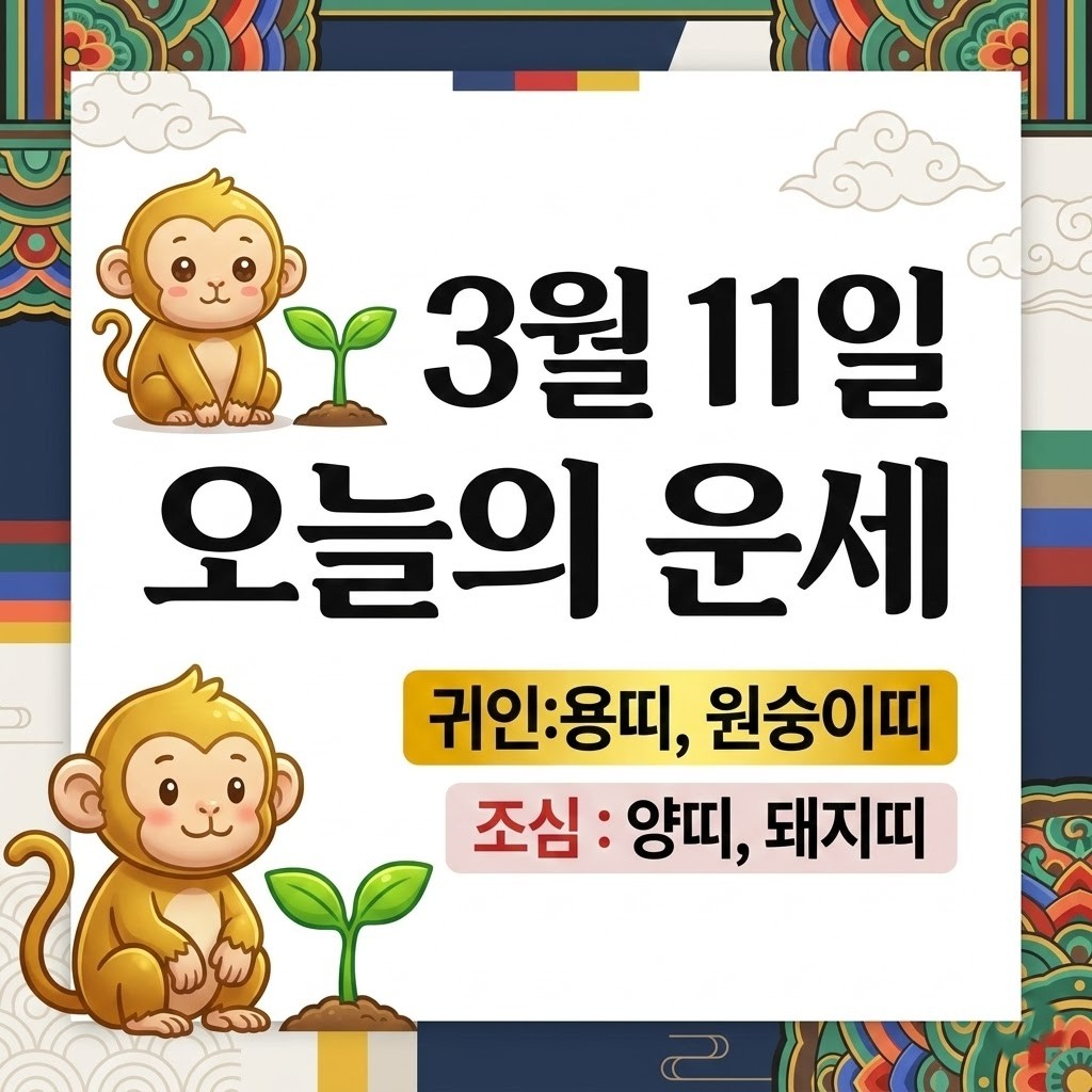 3월 11일 오늘의 운세, 용띠, 원숭이띠
