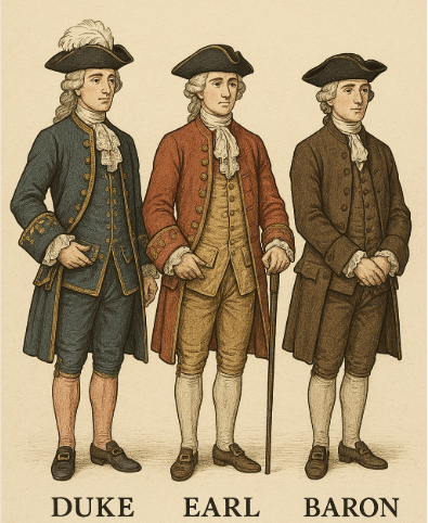 18세기 공작, 백작, 남작의 이미지입니다.