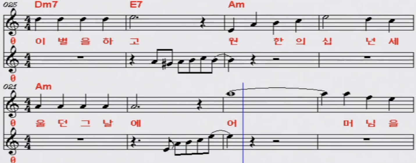 홍경민(백설희) 가는 봄 오는 봄 악보