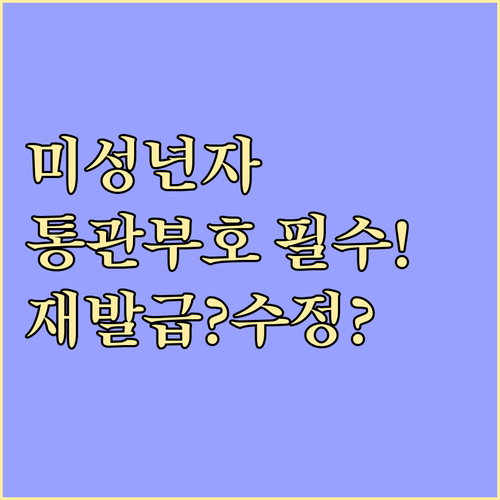 미성년자 개인통관고유부호 재발급과 정..