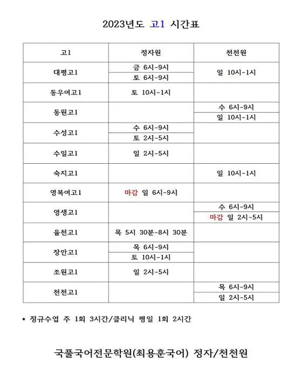 국풀국어전문학원 수원천천원