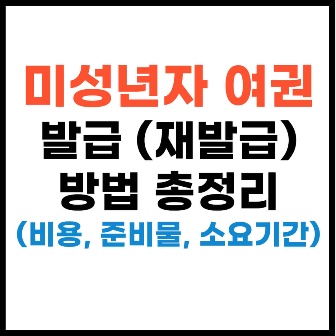 미성년자 여권 발급 재발급 신청 방법 준비물