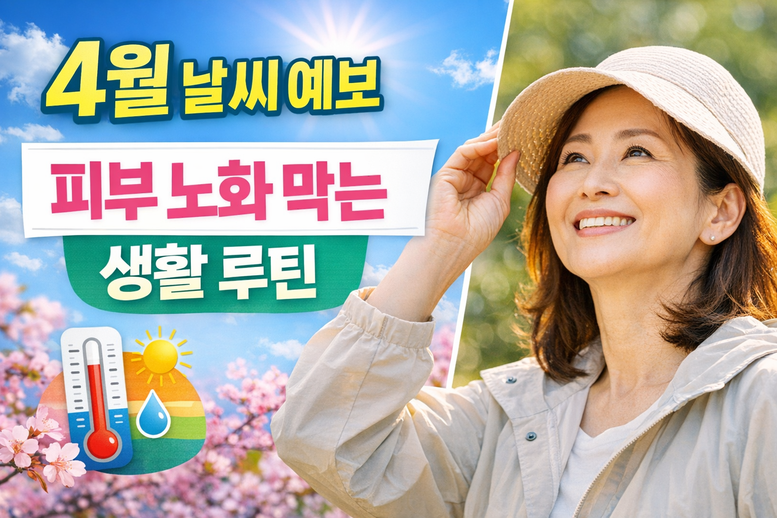 4월 날씨예보와 저속노화 루틴/일교차,자외선,건조함에 대비하는 방법