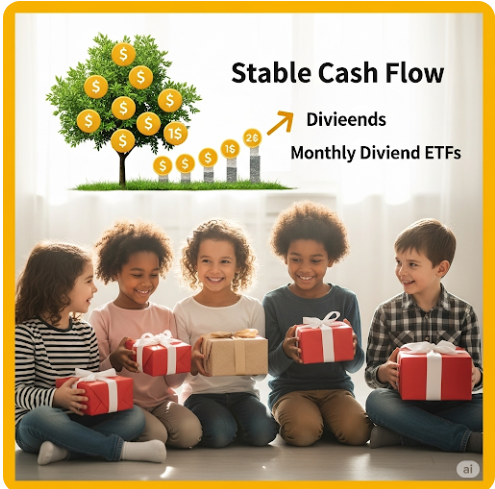 월배당 ETF를 활용한 자녀 증여 및 안정적인 현금 흐름 포트폴리오 시나리오 이미지