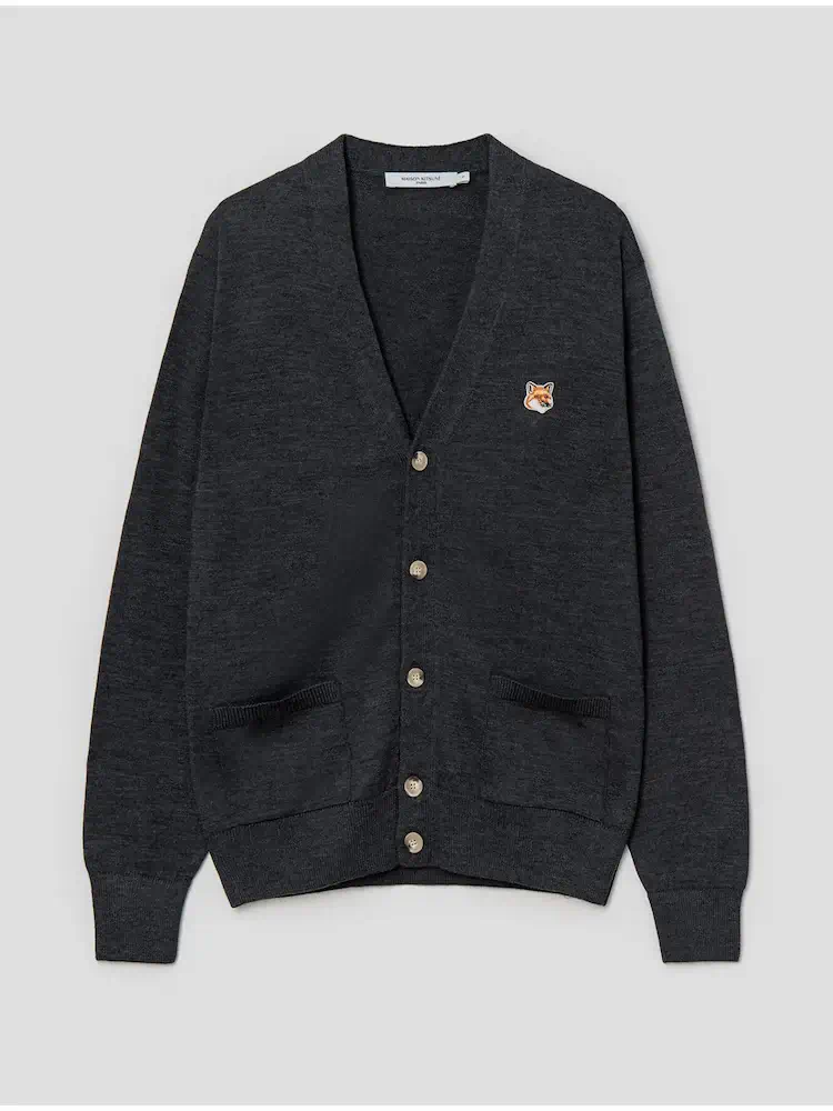메종 키츠네 여우 패치 클래식 가디건 3종 차콜