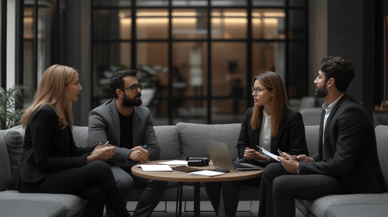 현대적 회의실에서 다양성을 갖춘 비즈니스 전문가들이 배터리 시장의 글로벌 트렌드를 논의하여 협력적인 인사이트를 제공하고 있습니다.