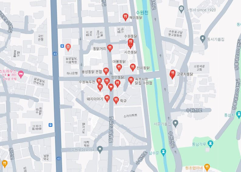 수원통닭거리 맛집지도