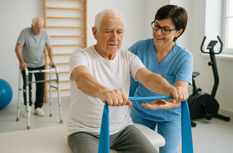 재활 치료하는 노인의 사진