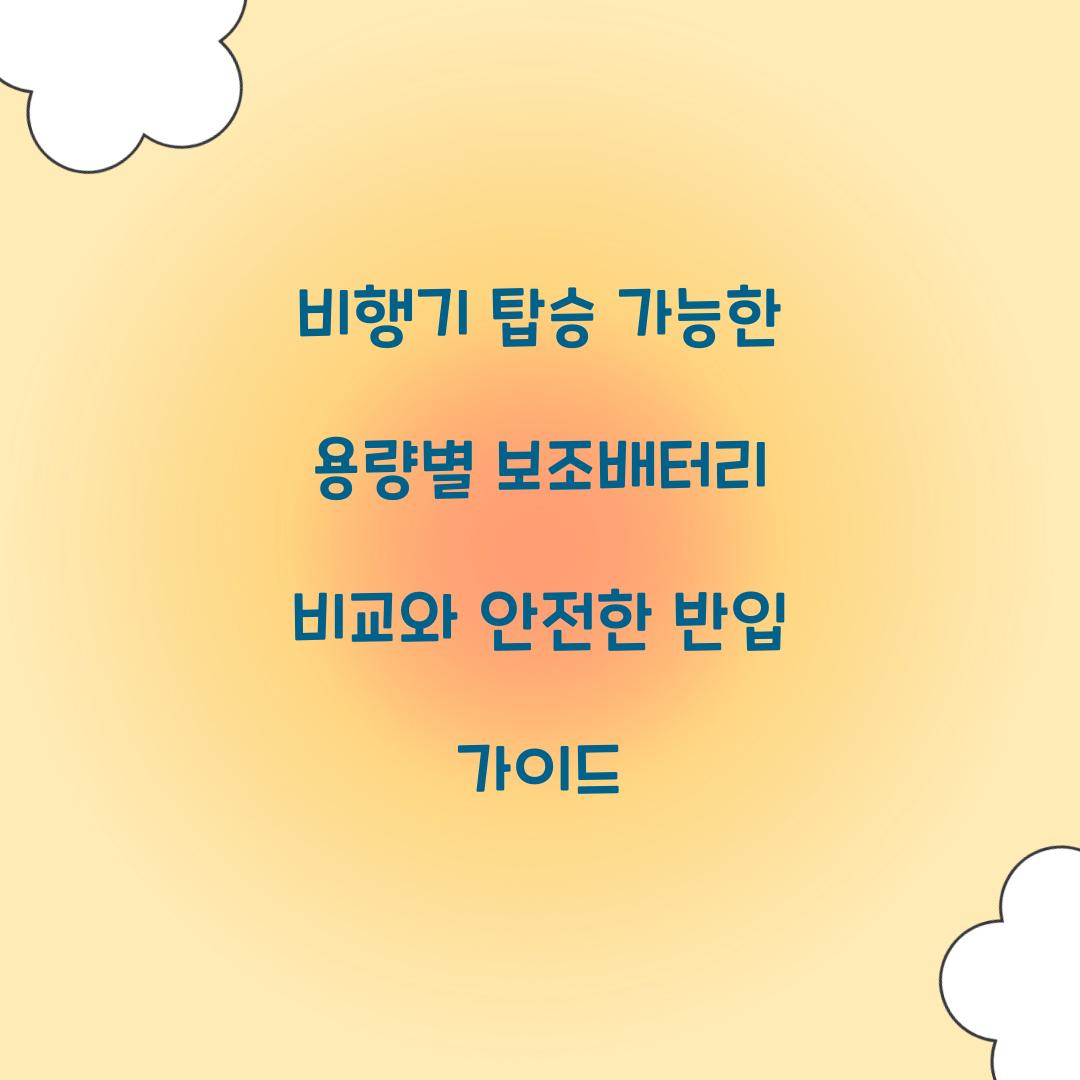 비행기 탑승 가능한 용량별 보조배터리 비교